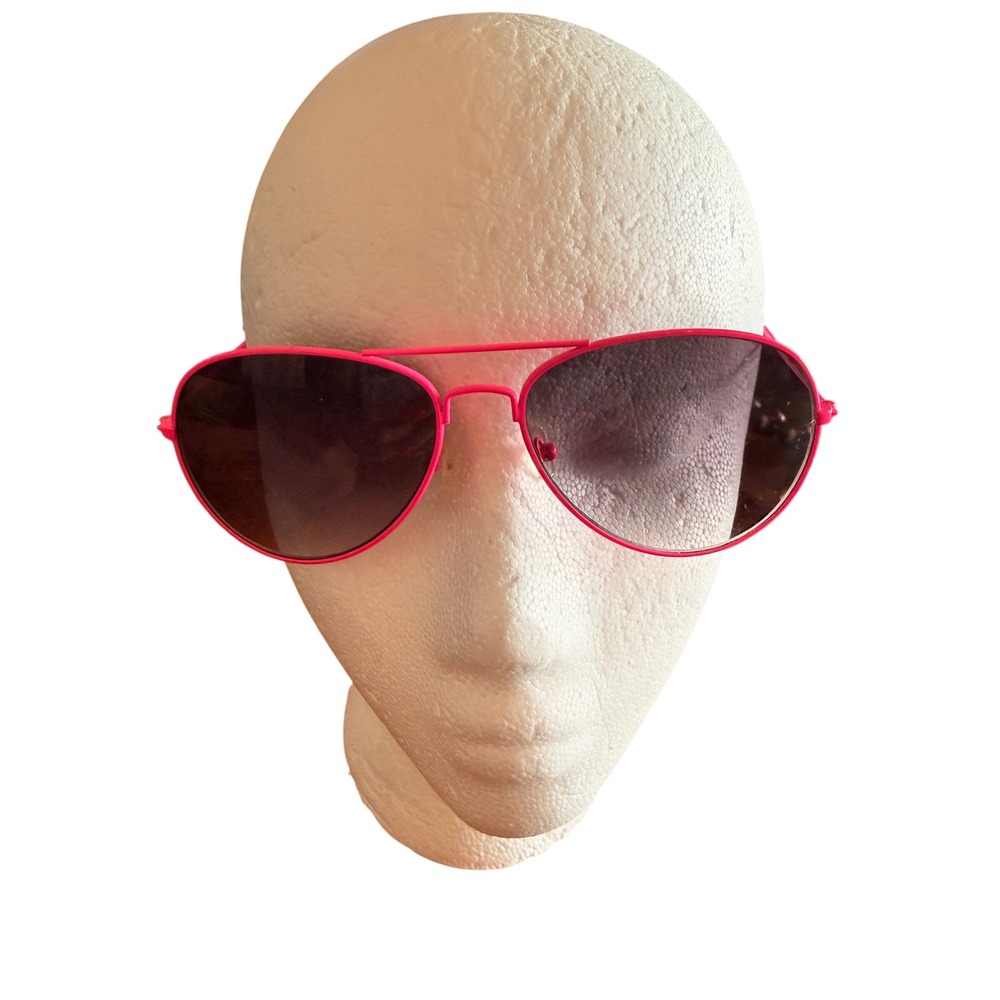 Neon Pink Aviator Sunglasses Metal Frame Dark Tint Gradient Lens‎ 1946C-P-GS2